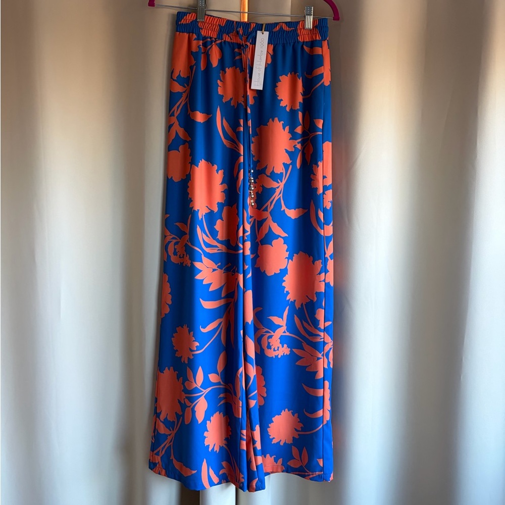 House Of Harlow 1960 Blue and Orange Palazzo